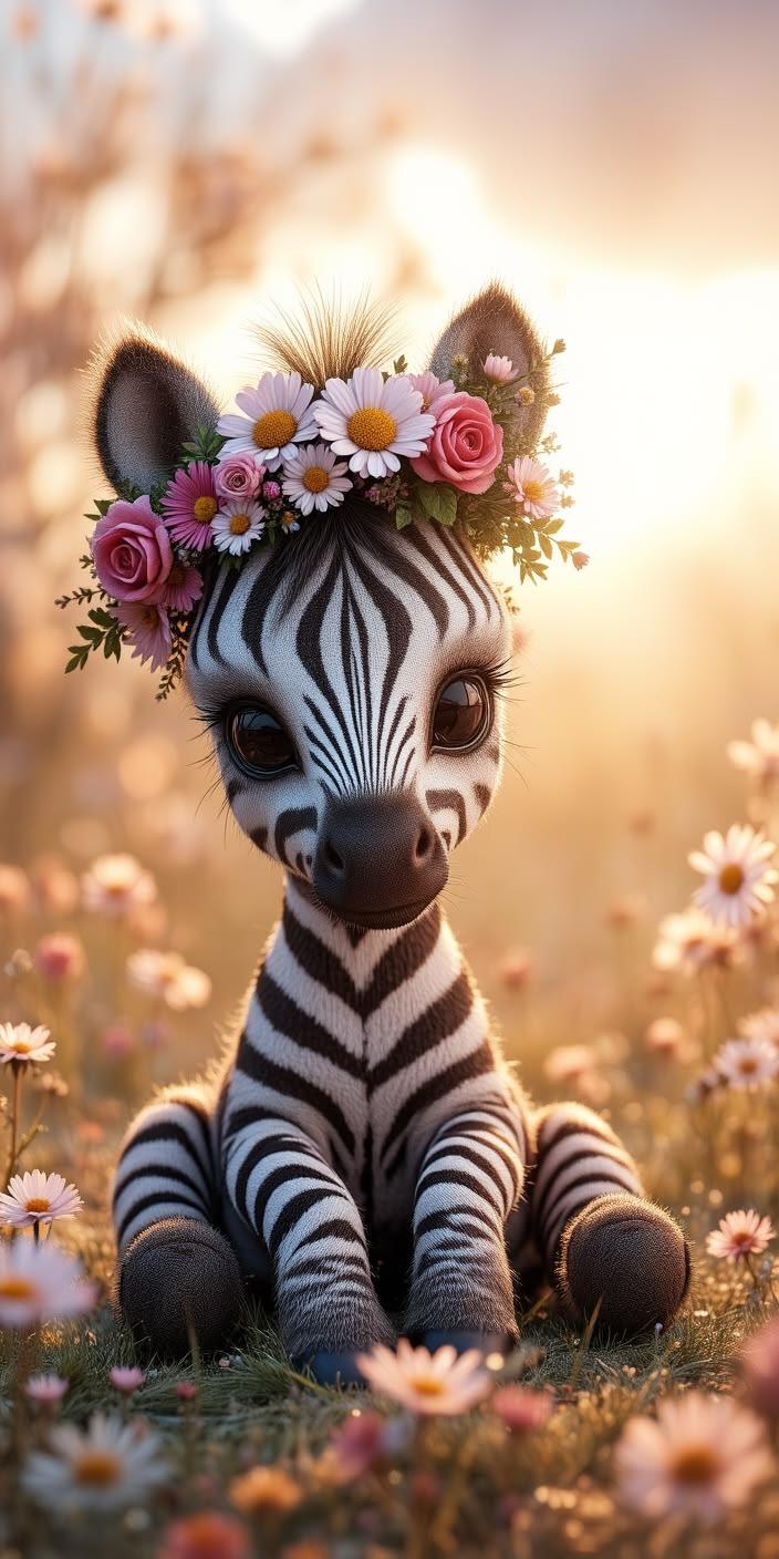 Cute Zebra Flower Crown Wallpaper