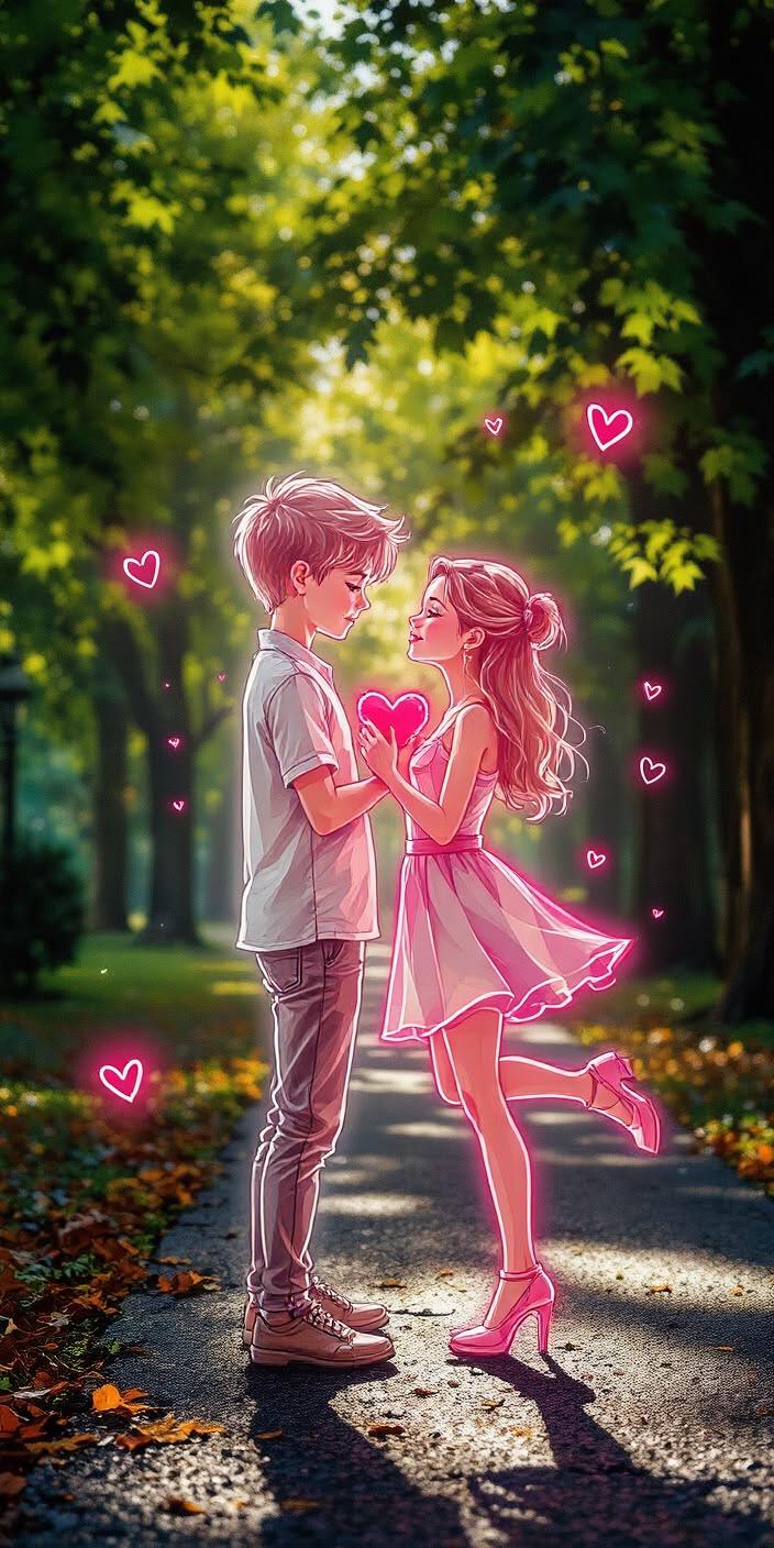 Cute Love Sketch Couple Wallpaper