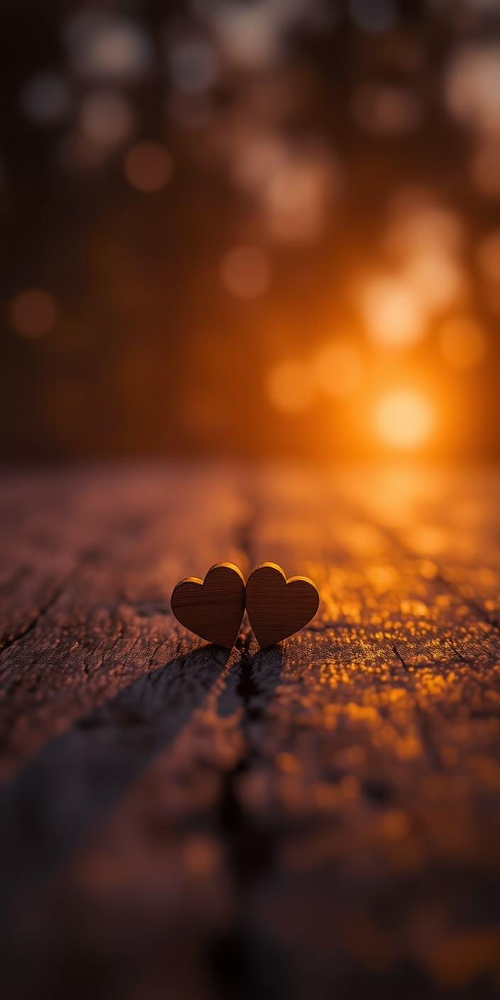 Romantic Sunset Heart Aesthetic Wallpaper