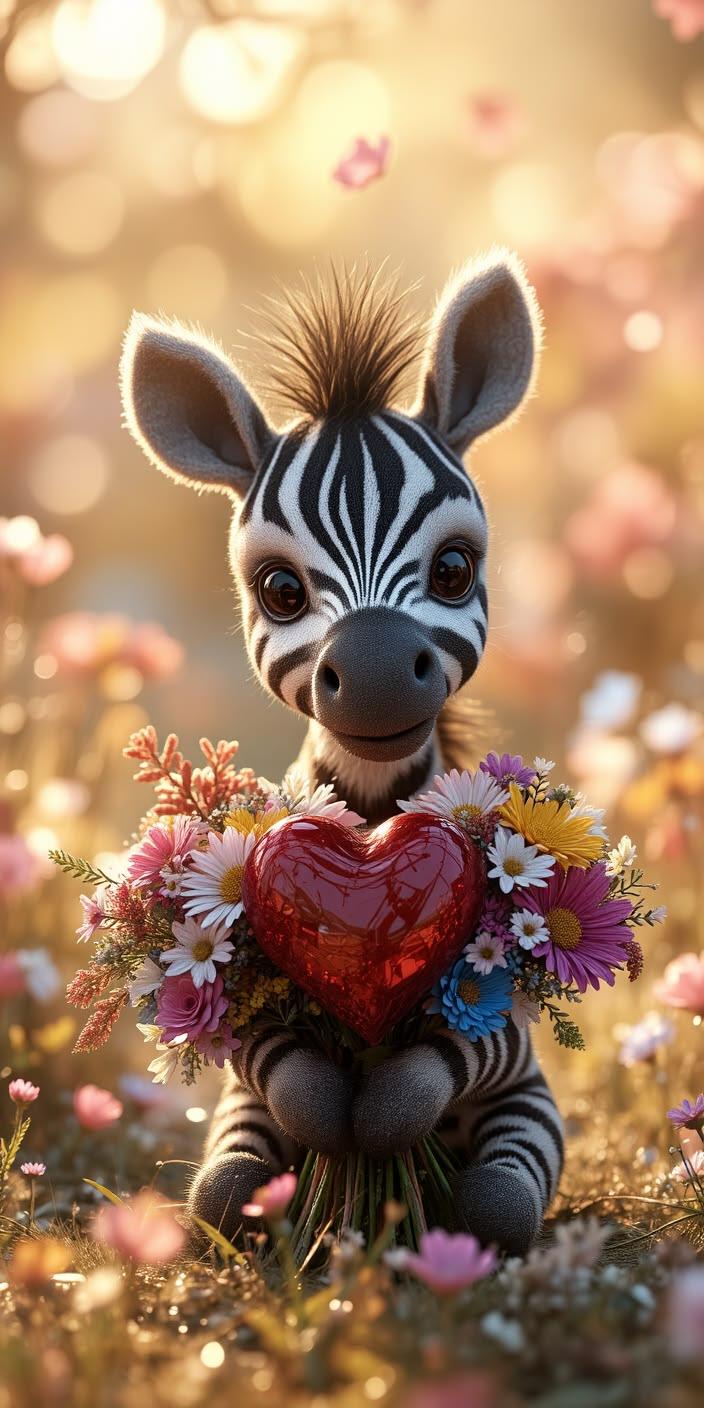 Cute Zebra Love Bouquet Wallpaper
