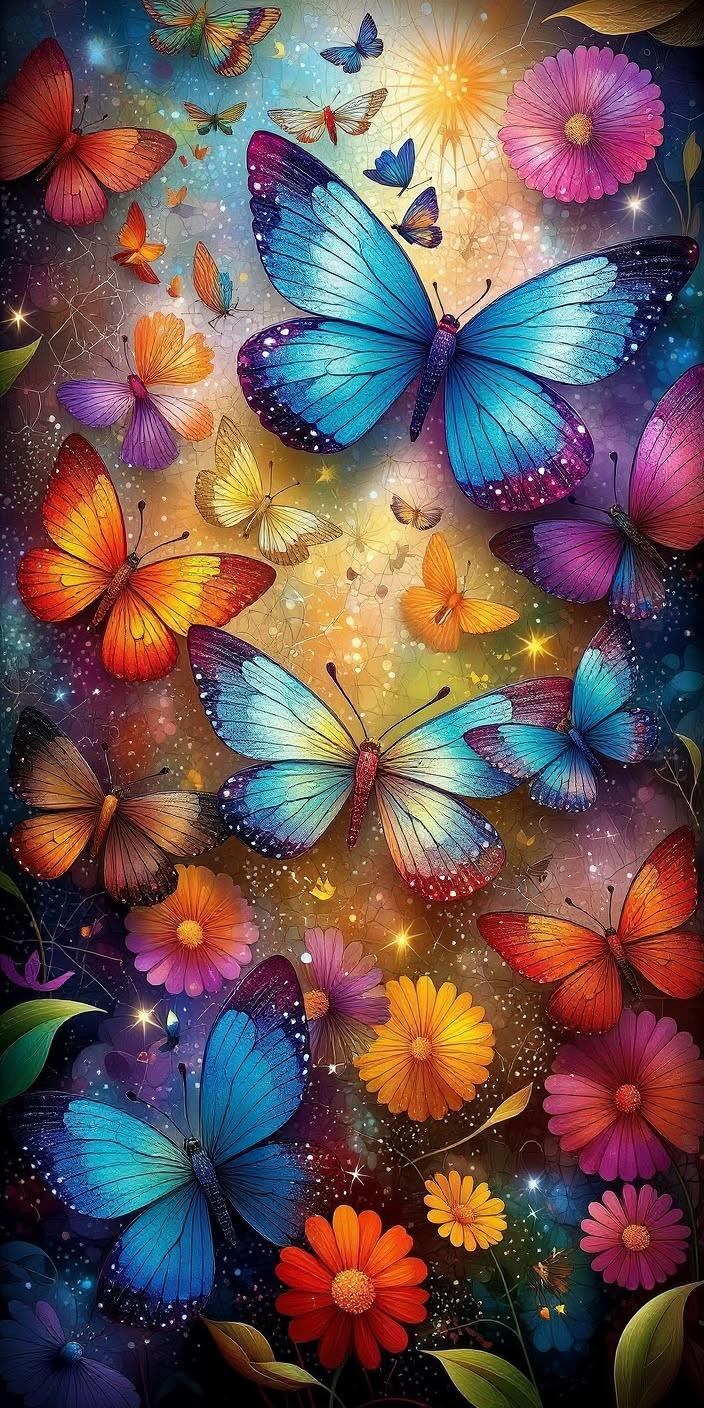 Colorful Butterfly Mosaic Dream Wallpaper