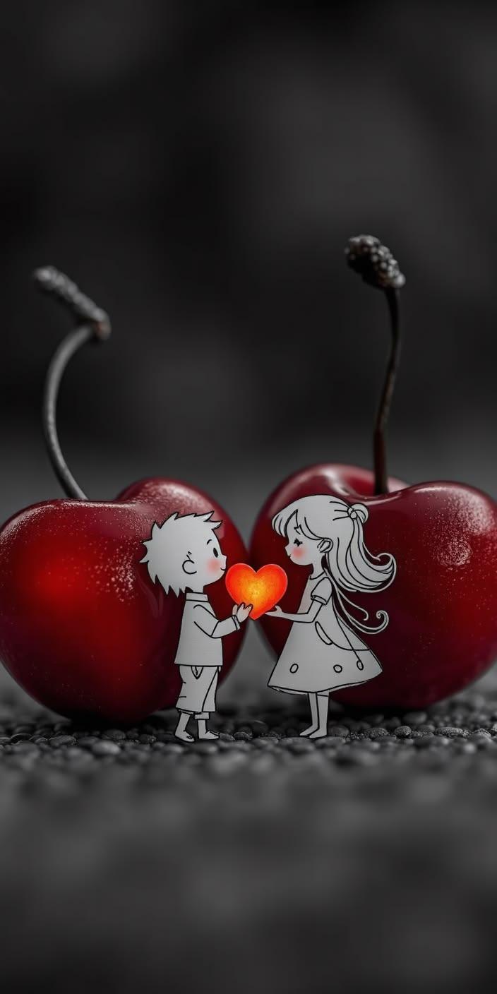 Sweet Cherry Love Aesthetic Wallpaper