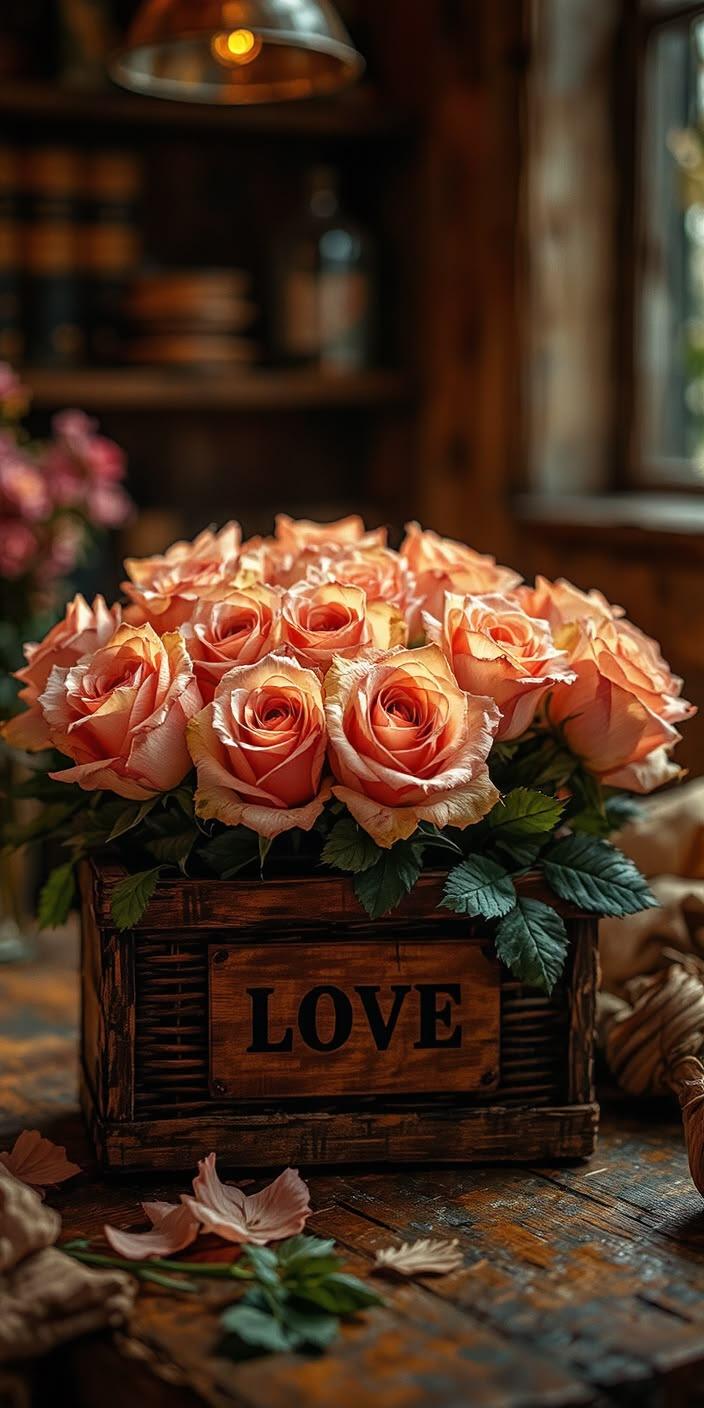Romantic Peach Roses Love Wallpaper