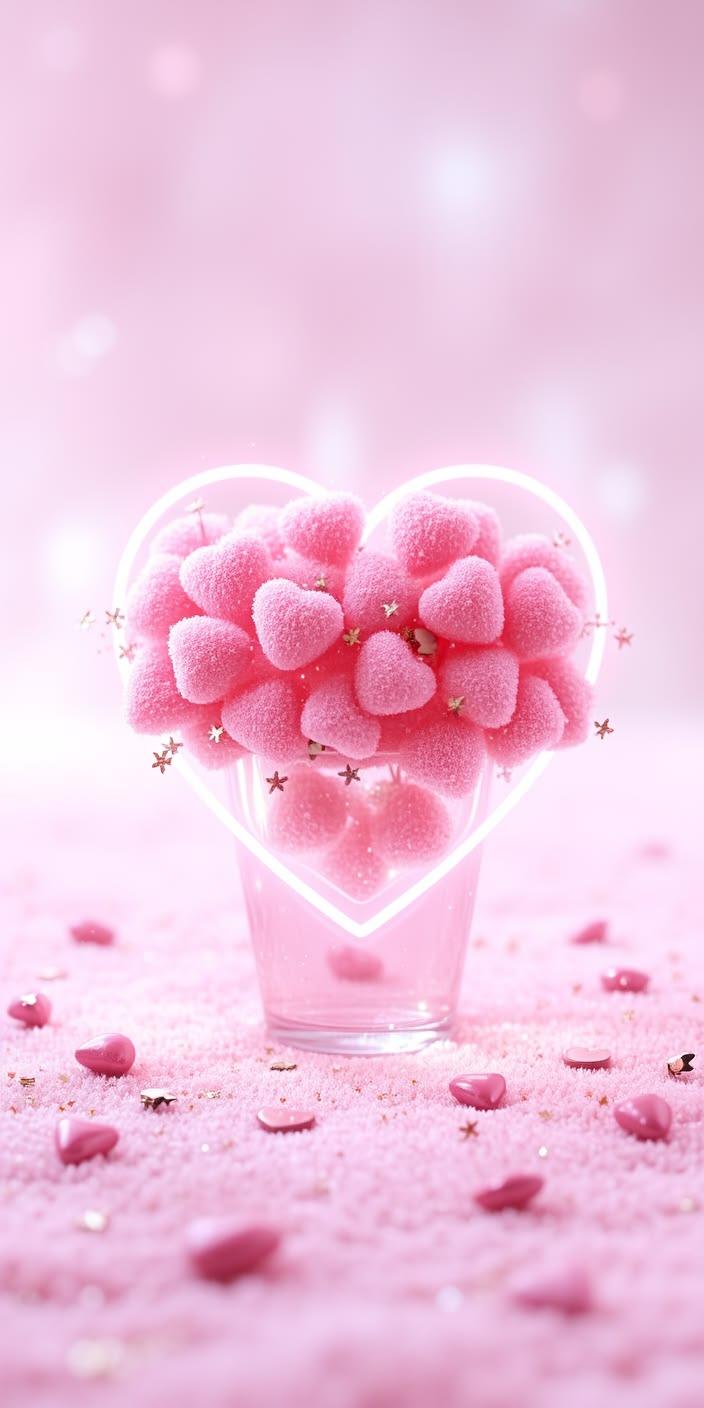 Cute Pink Heart Glow Love wallpaper