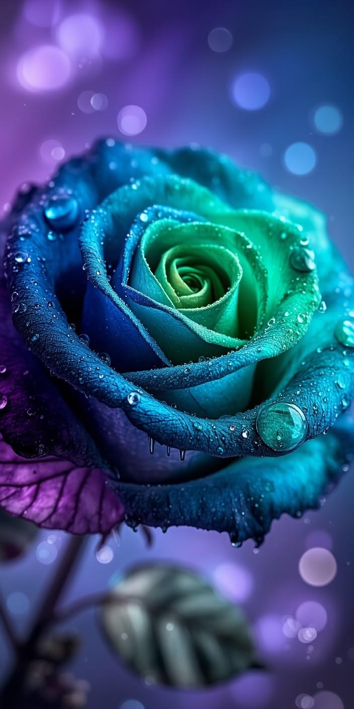 Blue Green Rainbow Rose Glow wallpaper
