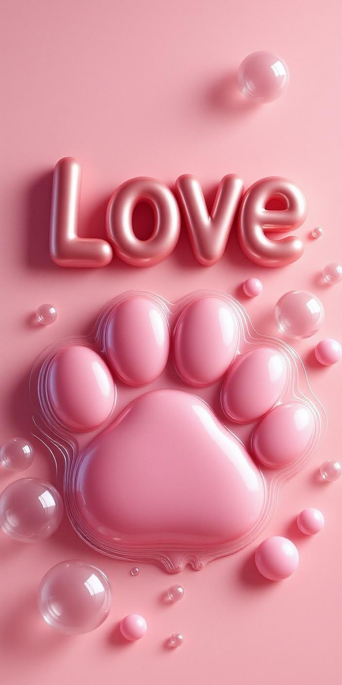 Love Paw Pink Cute Aesthetic wallpaper