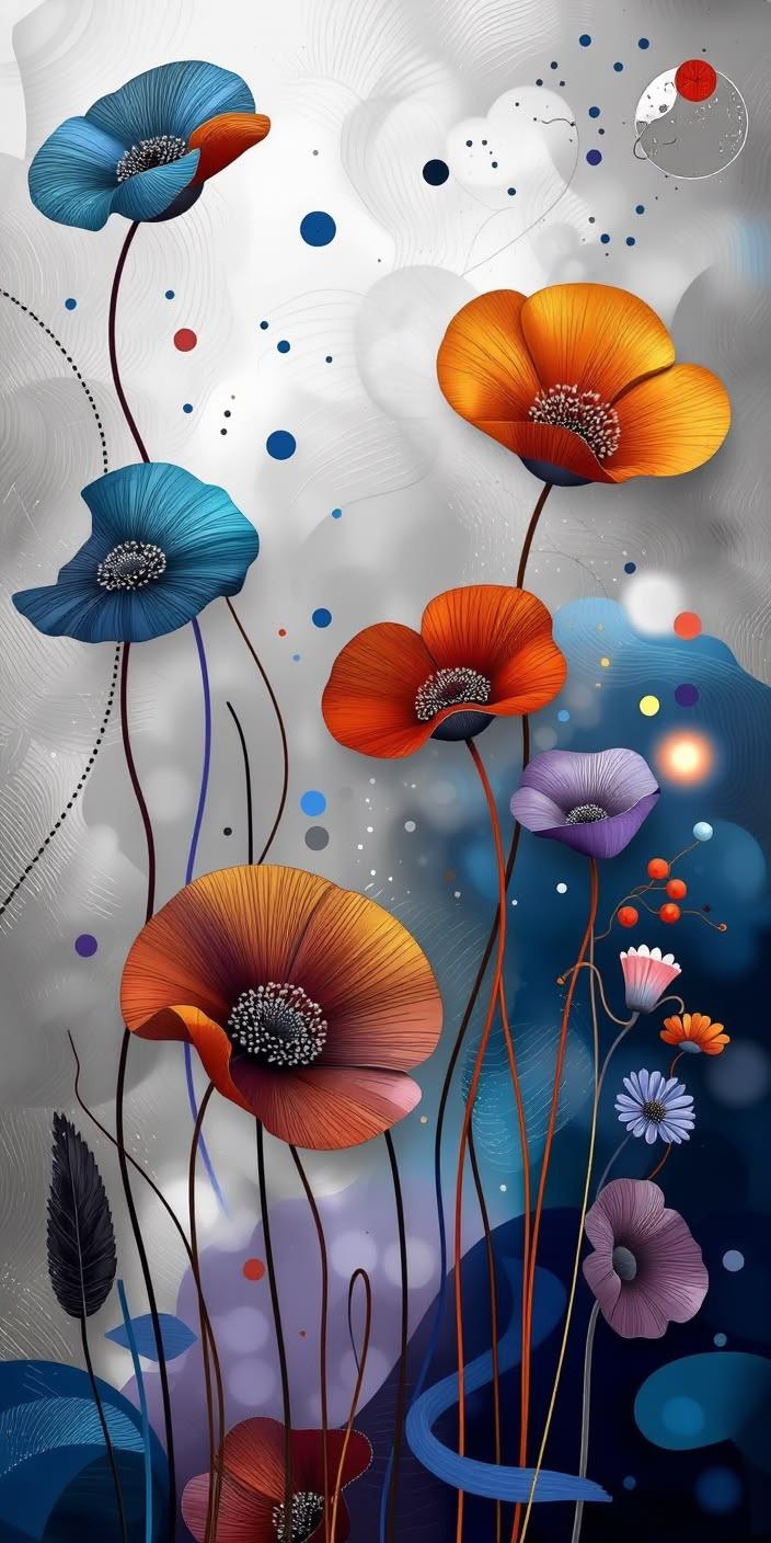 Abstract Colorful Floral Modern Art wallpaper