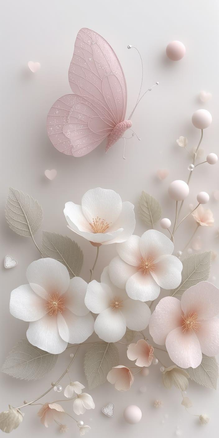 Soft Pink Butterfly Blossom Wallpaper