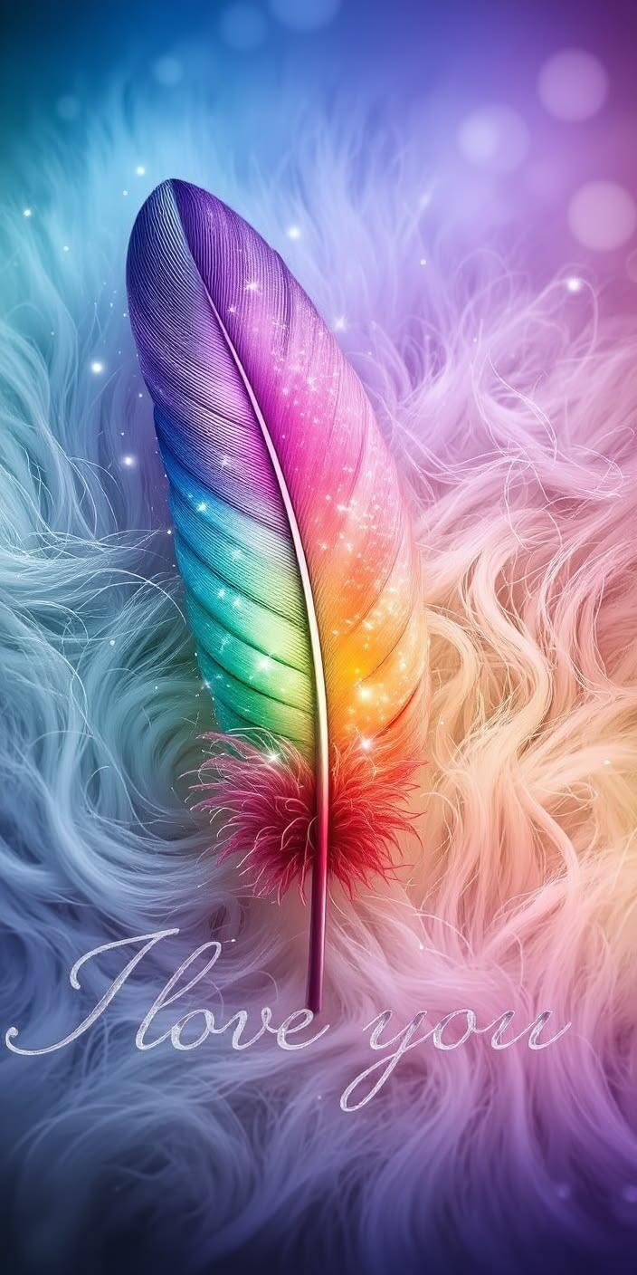Rainbow Feather Love You Wallpaper