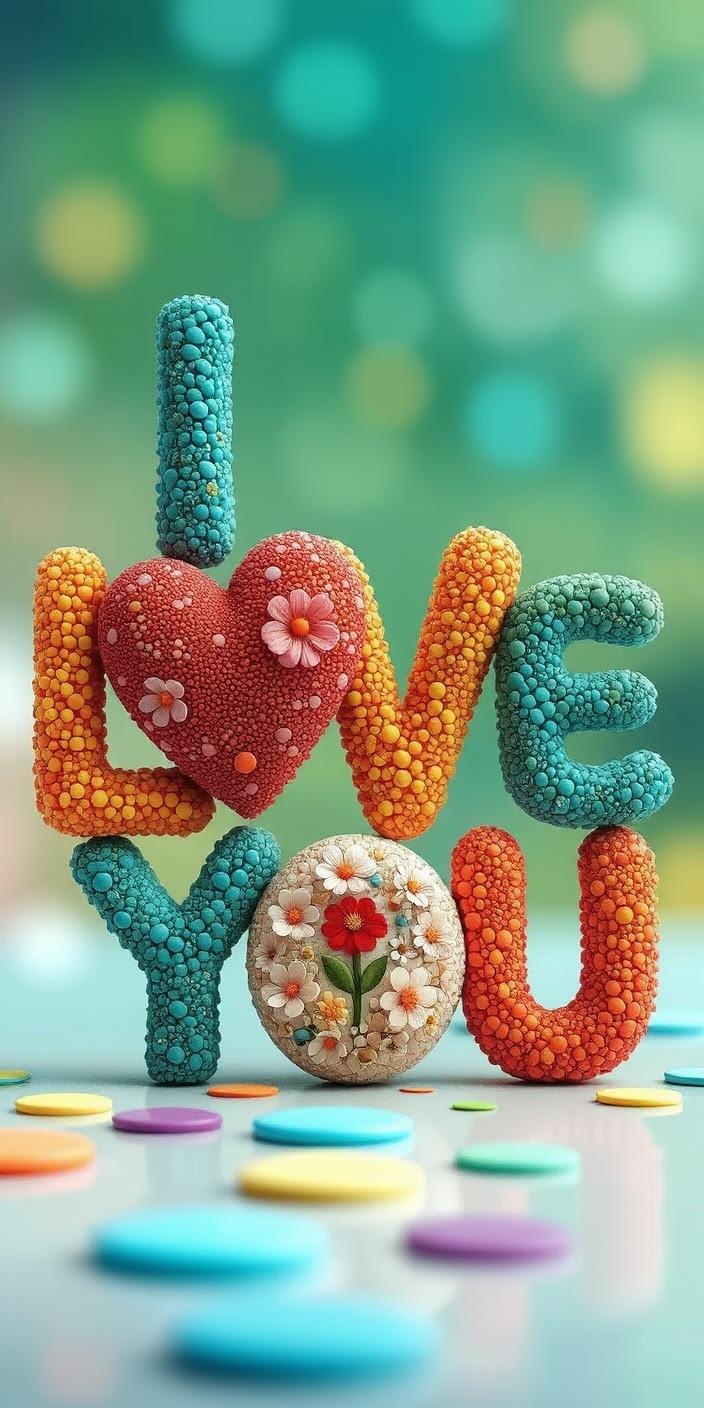 Colorful I Love You Typography Wallpaper
