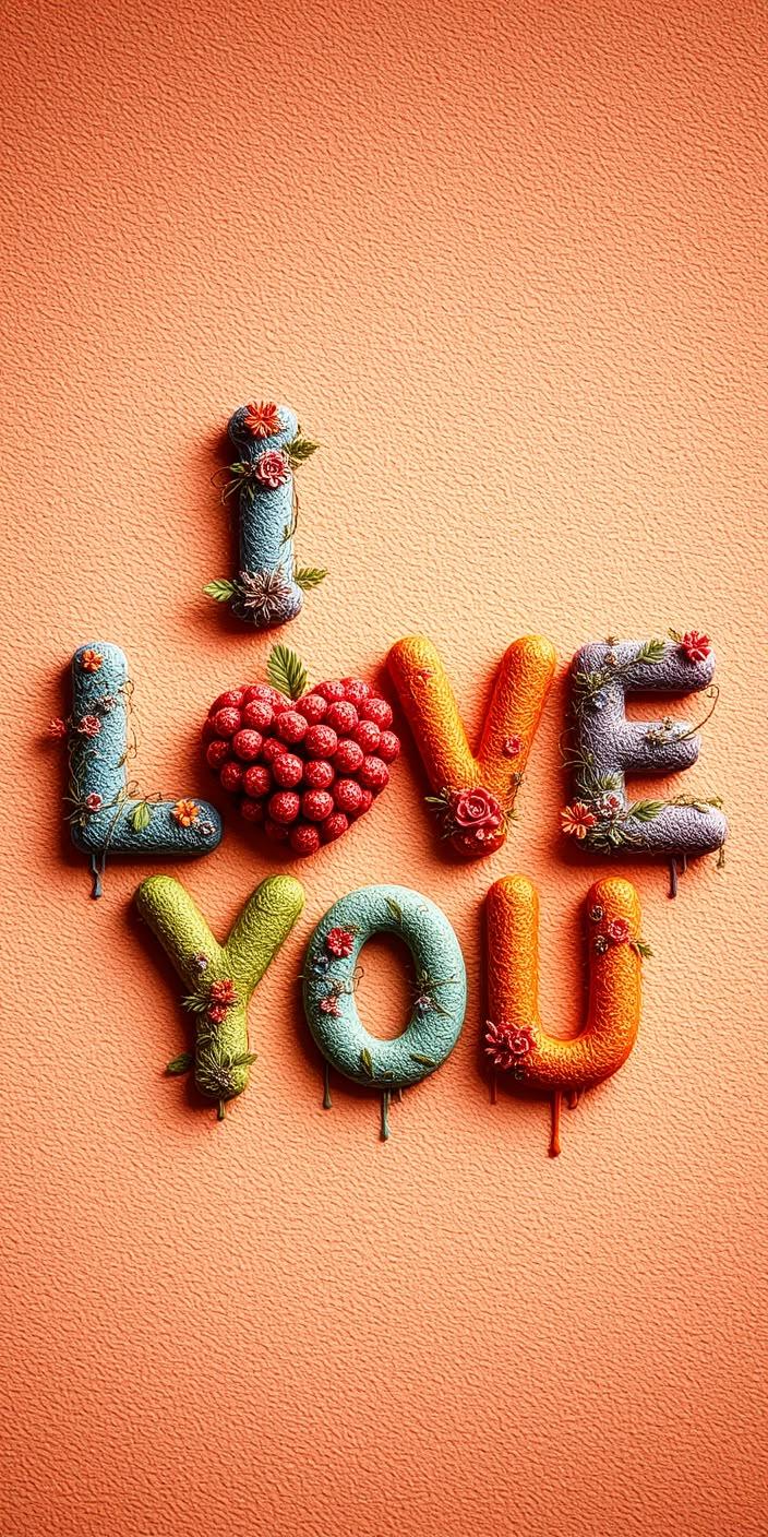 Vibrant Floral Love Typography Wallpaper