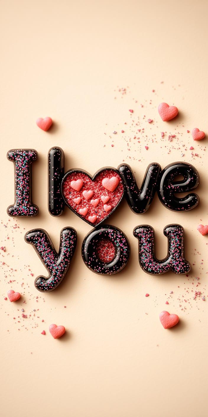 Cute Glitter Love You Wallpaper