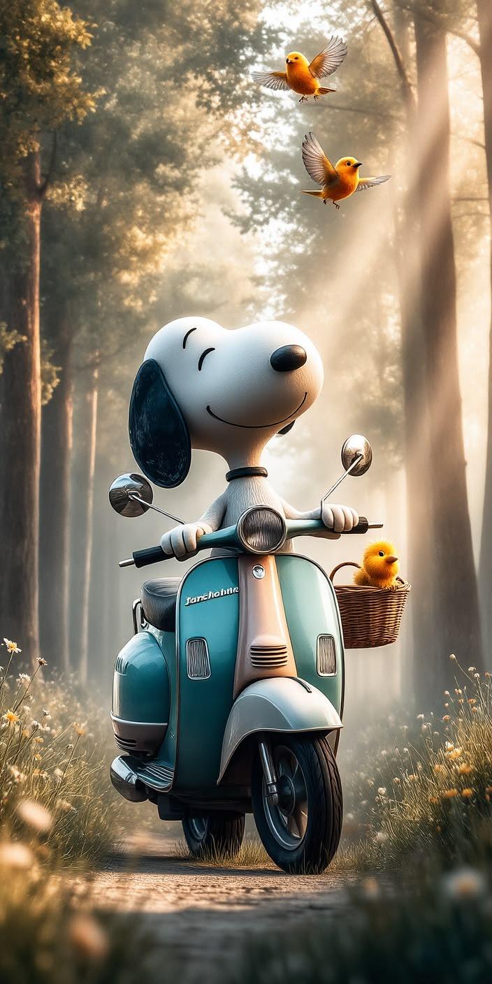 Peaceful Forest Ride Snoopy Wallpaper