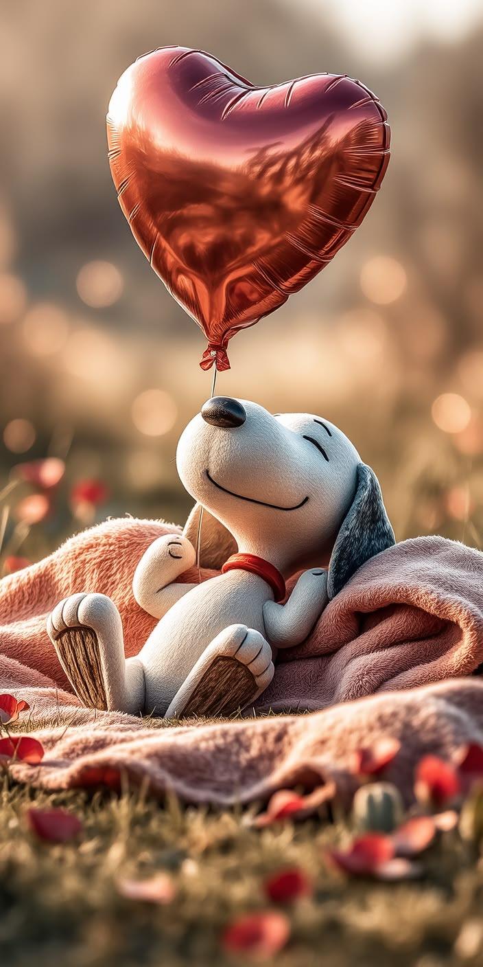Cozy Love Balloon Snoopy Wallpaper
