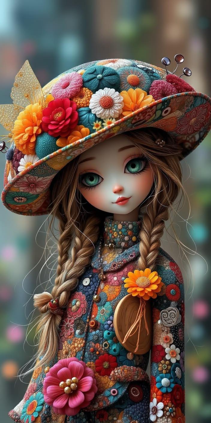 Floral Hat Girl Wallpaper