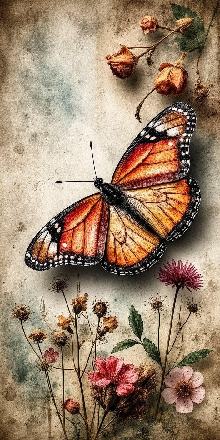 Vintage Monarch Butterfly Wallpaper