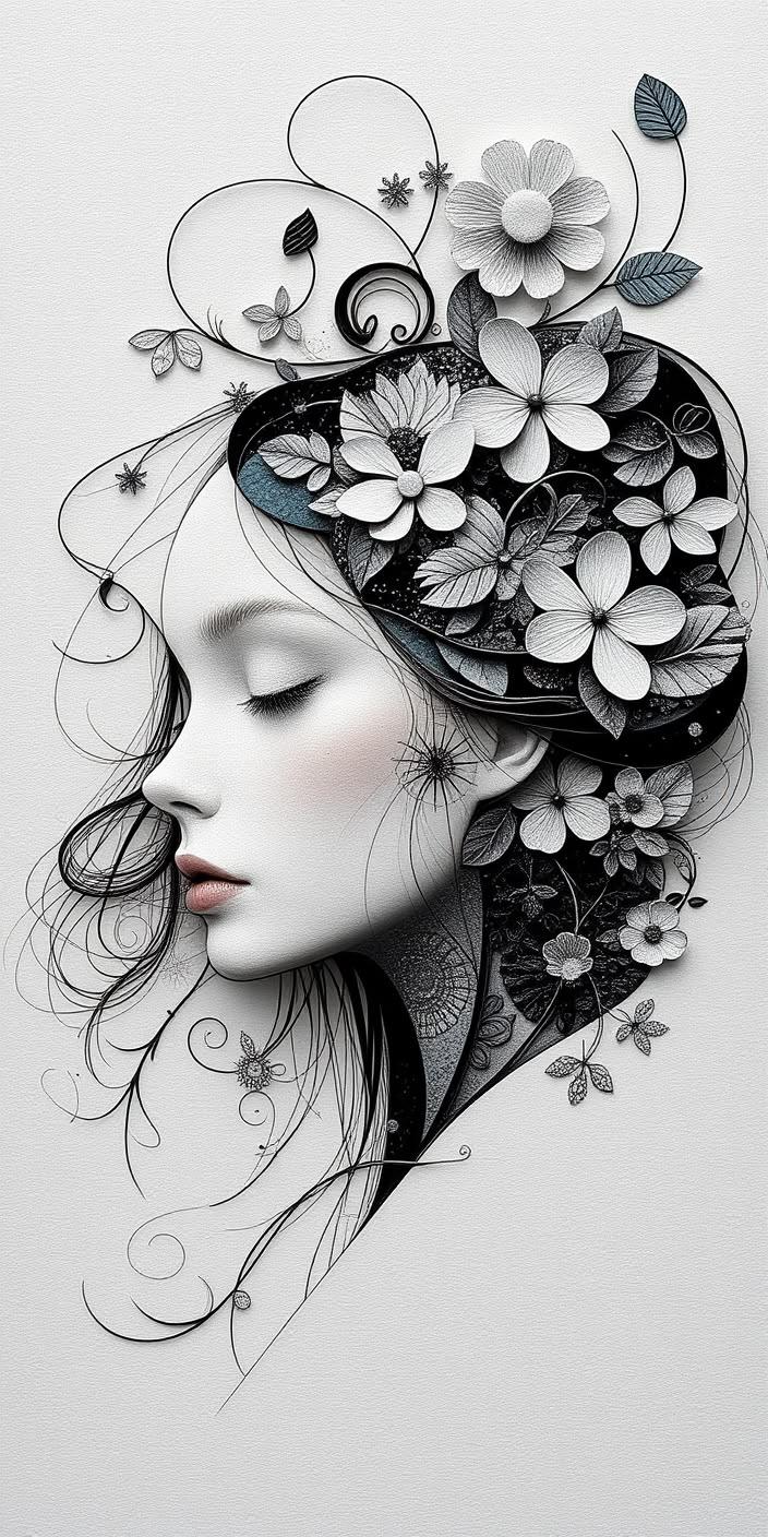 Elegant Floral Woman Portrait Wallpaper