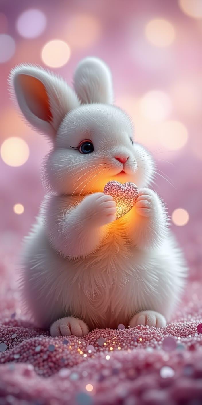 Cute Bunny Love Hearts Wallpaper