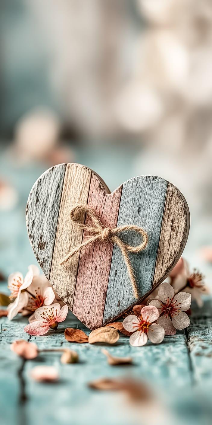 Vintage Heart Floral Aesthetic Wallpaper