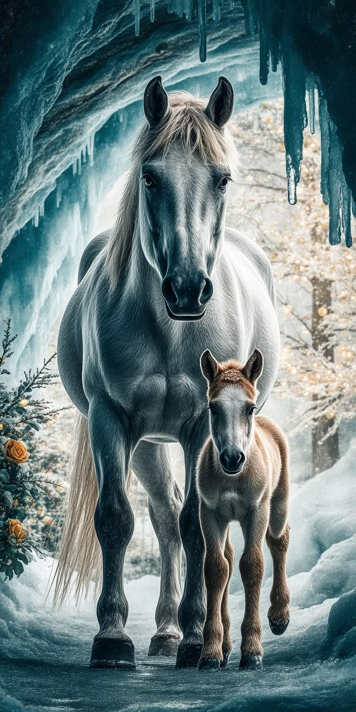 White Horse Winter Magic Wallpaper