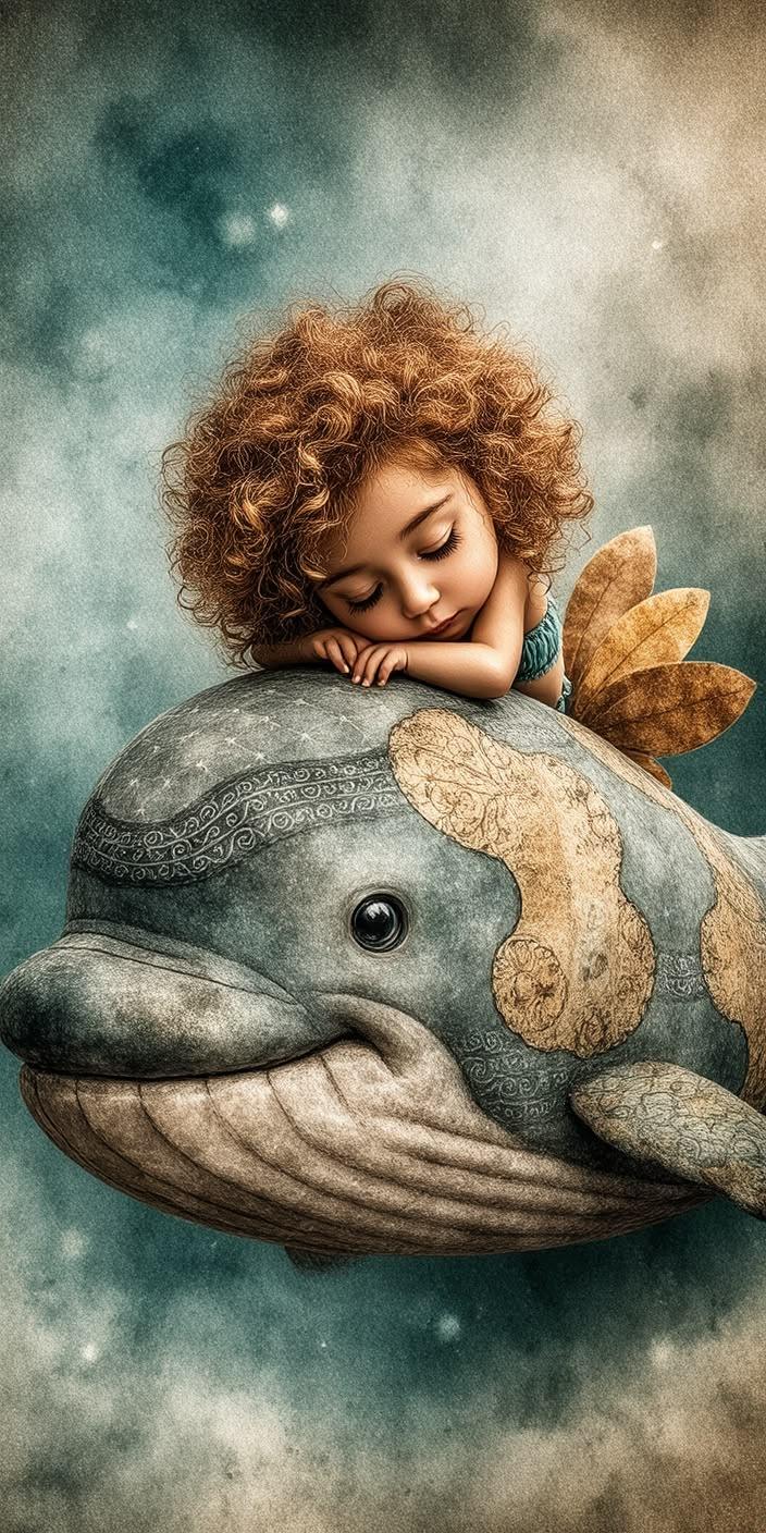 Cute Mermaid Whale Fantasy Wallpaper