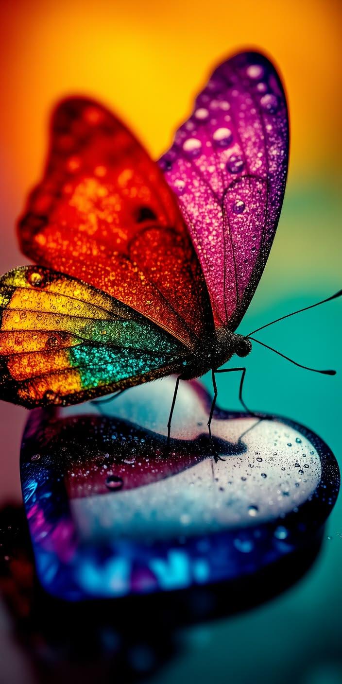 Neon Rainbow Butterfly Wallpaper