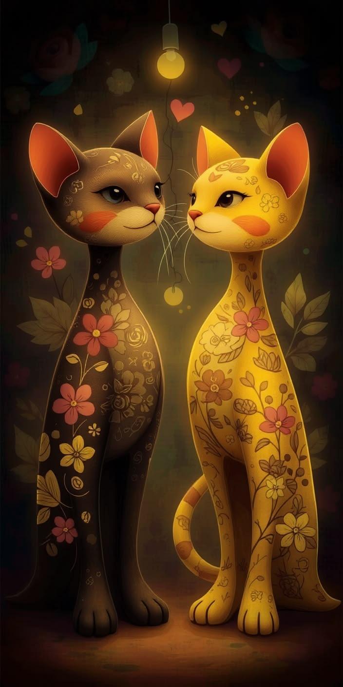 Love Cats Aesthetic Wallpaper 4K