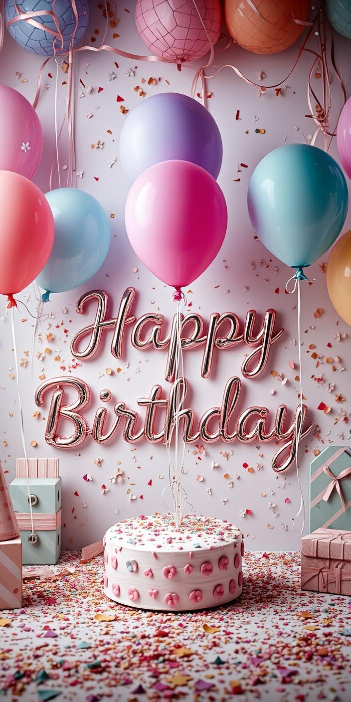 Happy Birthday Balloon Aesthetic Wallpaper 4K