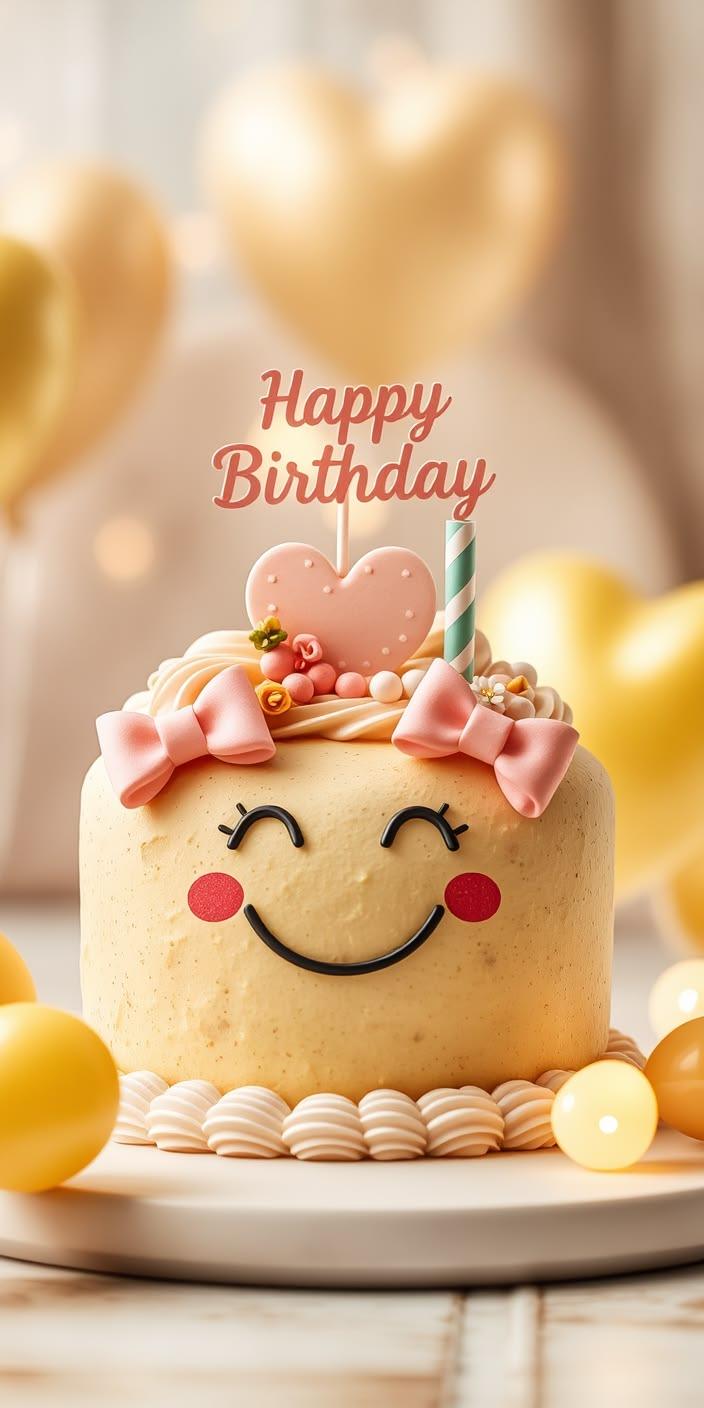 Cute Heart Birthday Cake Wallpaper