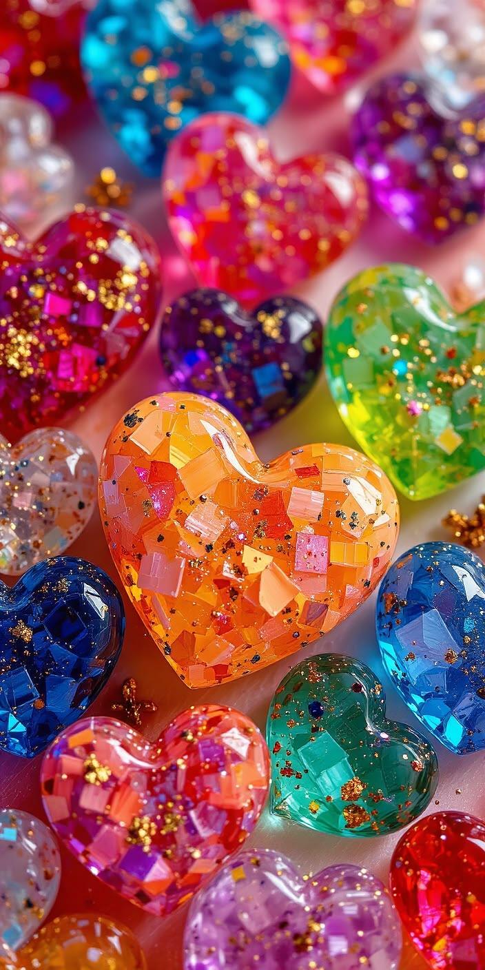 Colorful Heart Resin Wallpaper