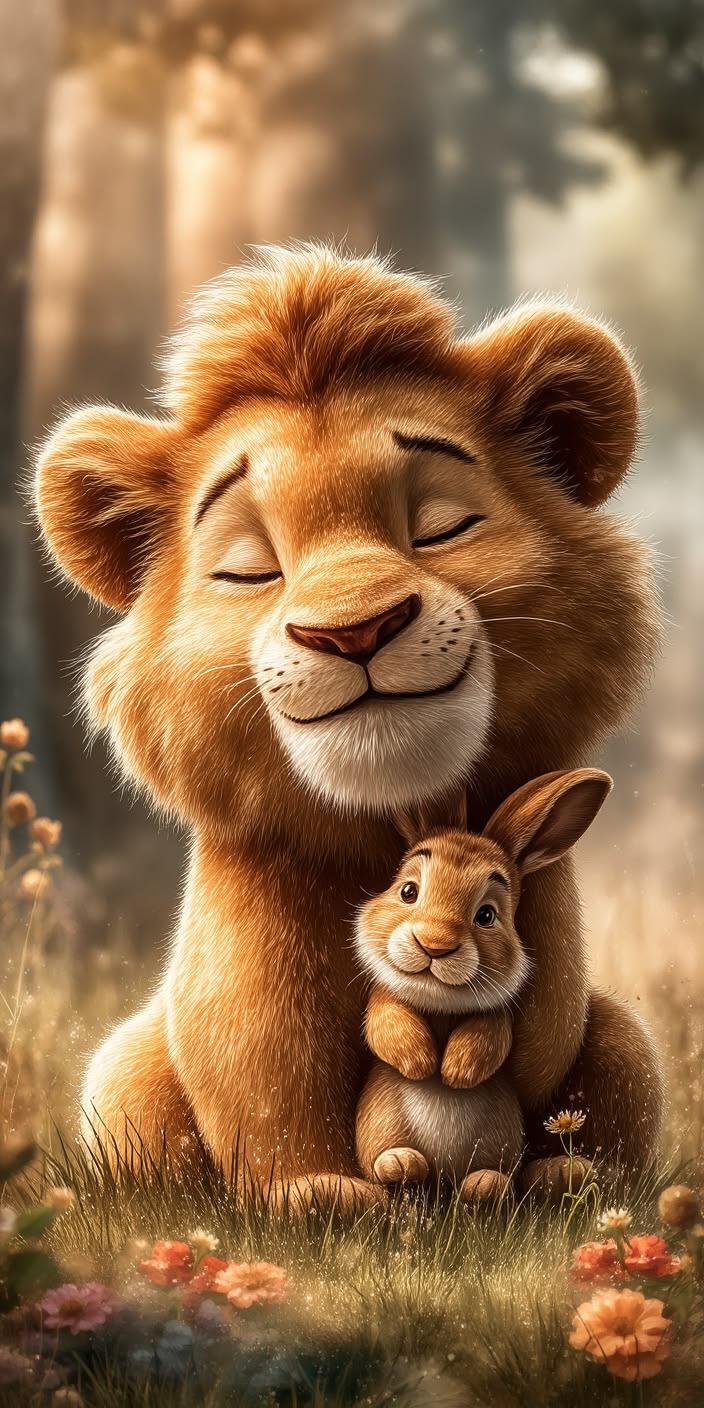 Cute Lion Bunny Wallpaper