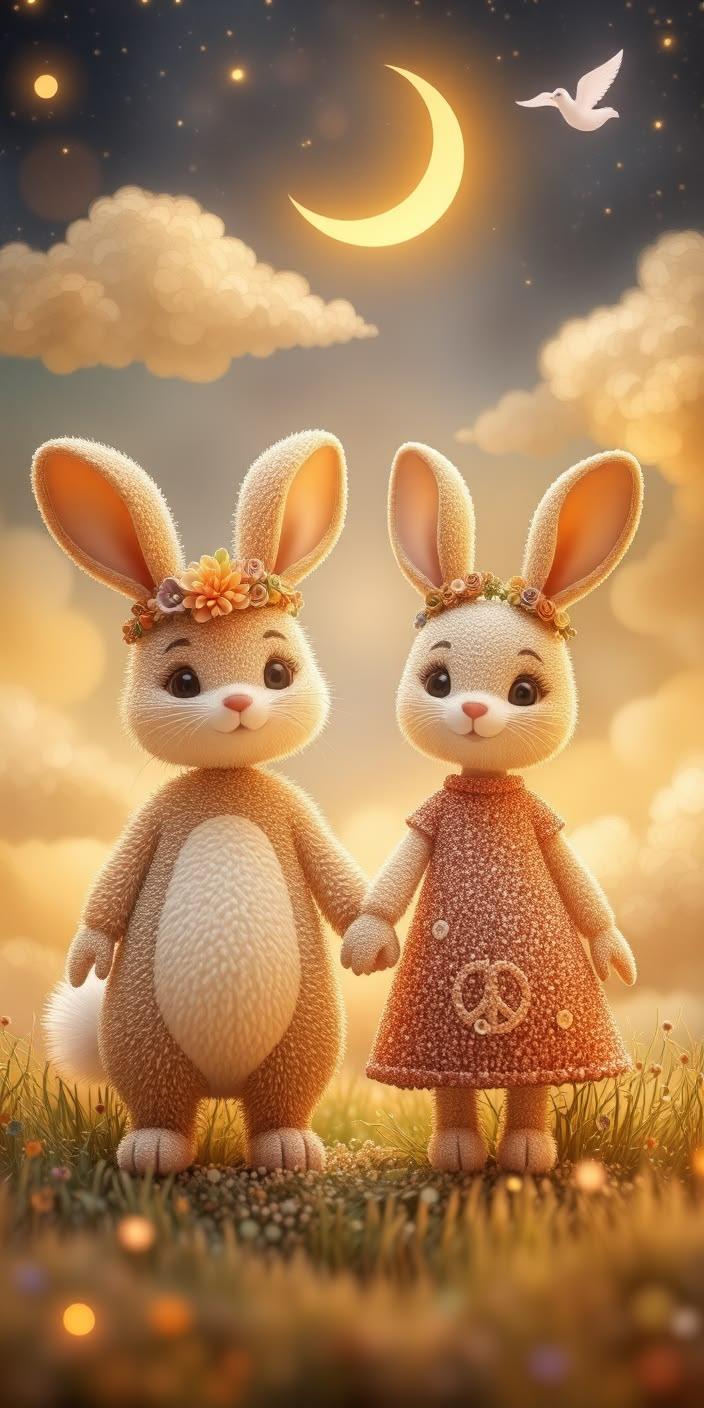 Cute Bunny Love Wallpaper