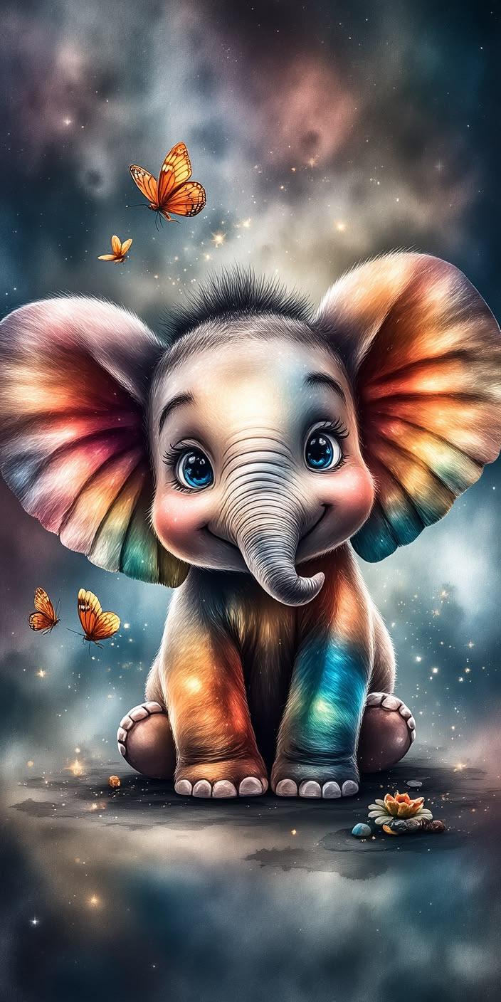 Cute Rainbow Elephant Wallpaper
