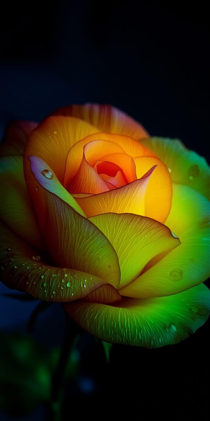 Rainbow Rose Neon Aesthetic Wallpaper