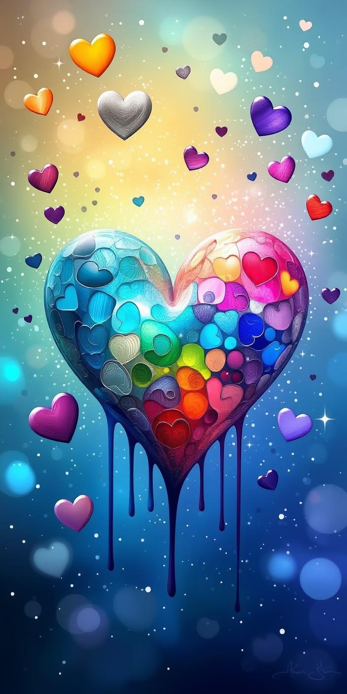 Rainbow Heart Drip Aesthetic Wallpaper