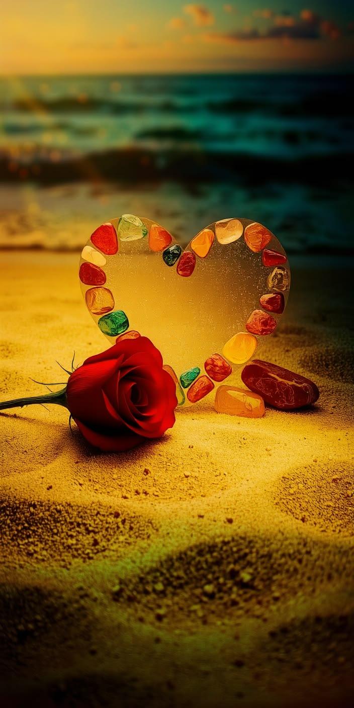 Rose Heart Beach Romantic Wallpaper