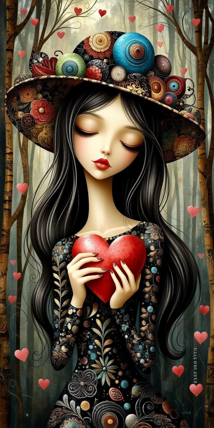 Romantic Heart Girl Wallpaper