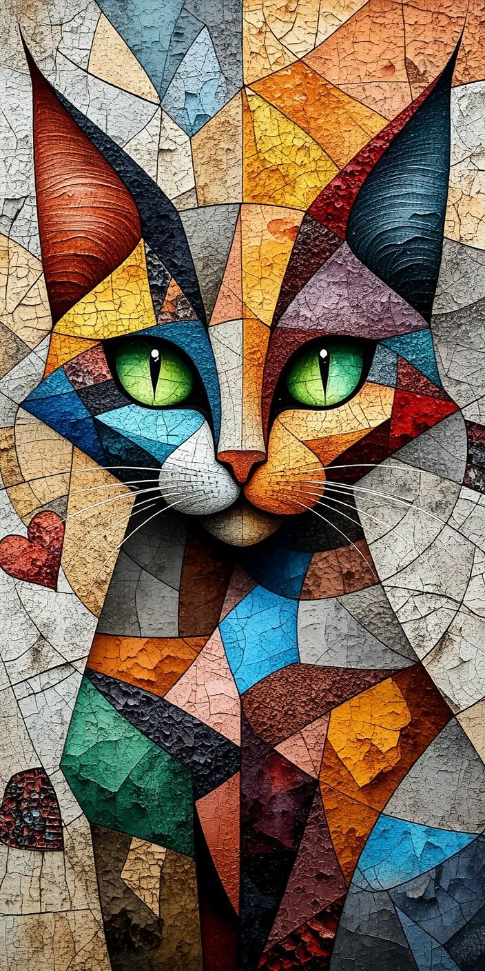 Abstract Cat Mosaic Wallpaper