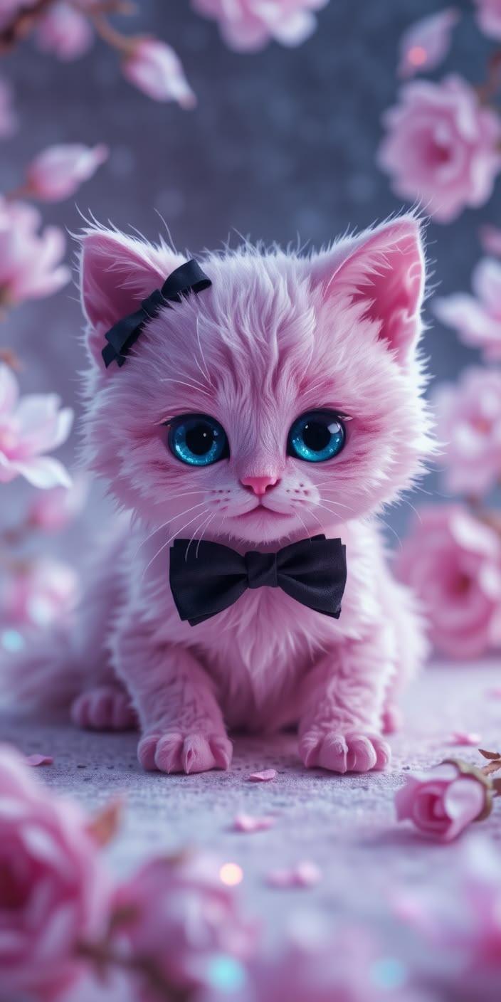 Cute Pink Kitten Wallpaper
