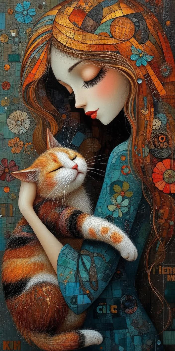 Aesthetic Girl With Cat Wallpaper