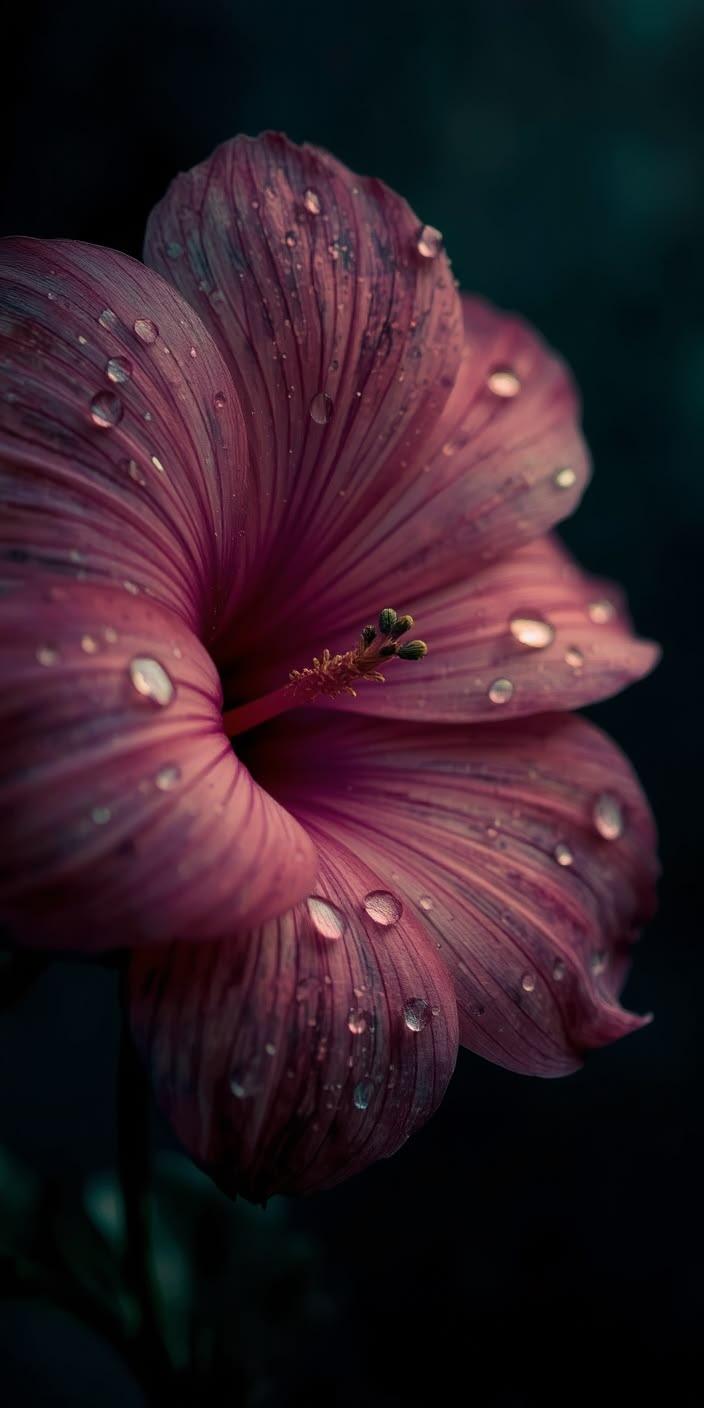 Pink Purple Flower Water Drops Wallpaper