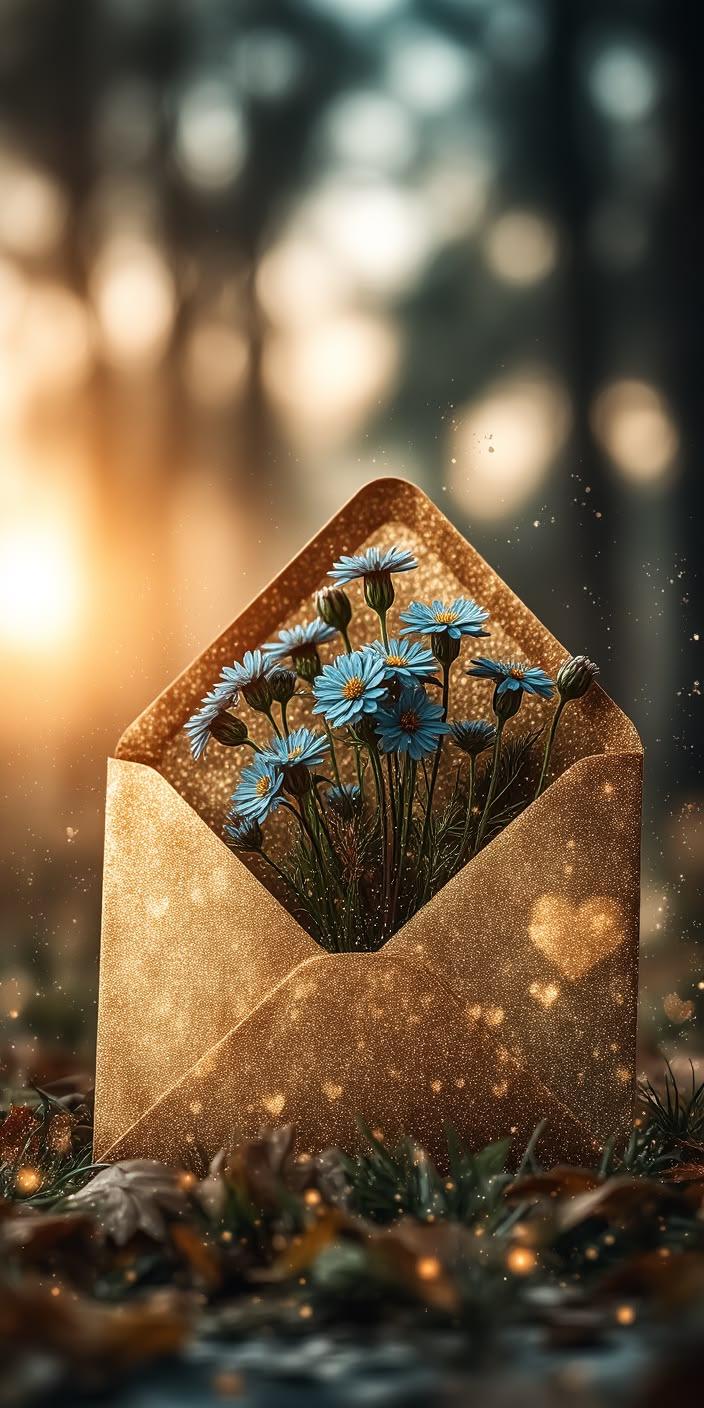 Golden Love Letter Flower Wallpaper