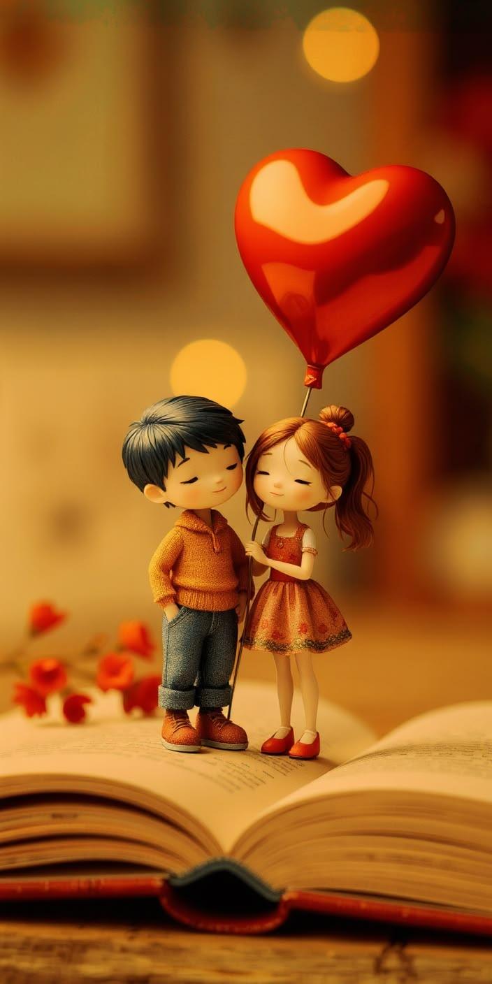 Cute Love Balloon Couple Wallpaper