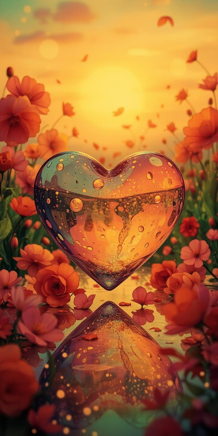 Glass Heart Flower Dream Wallpaper