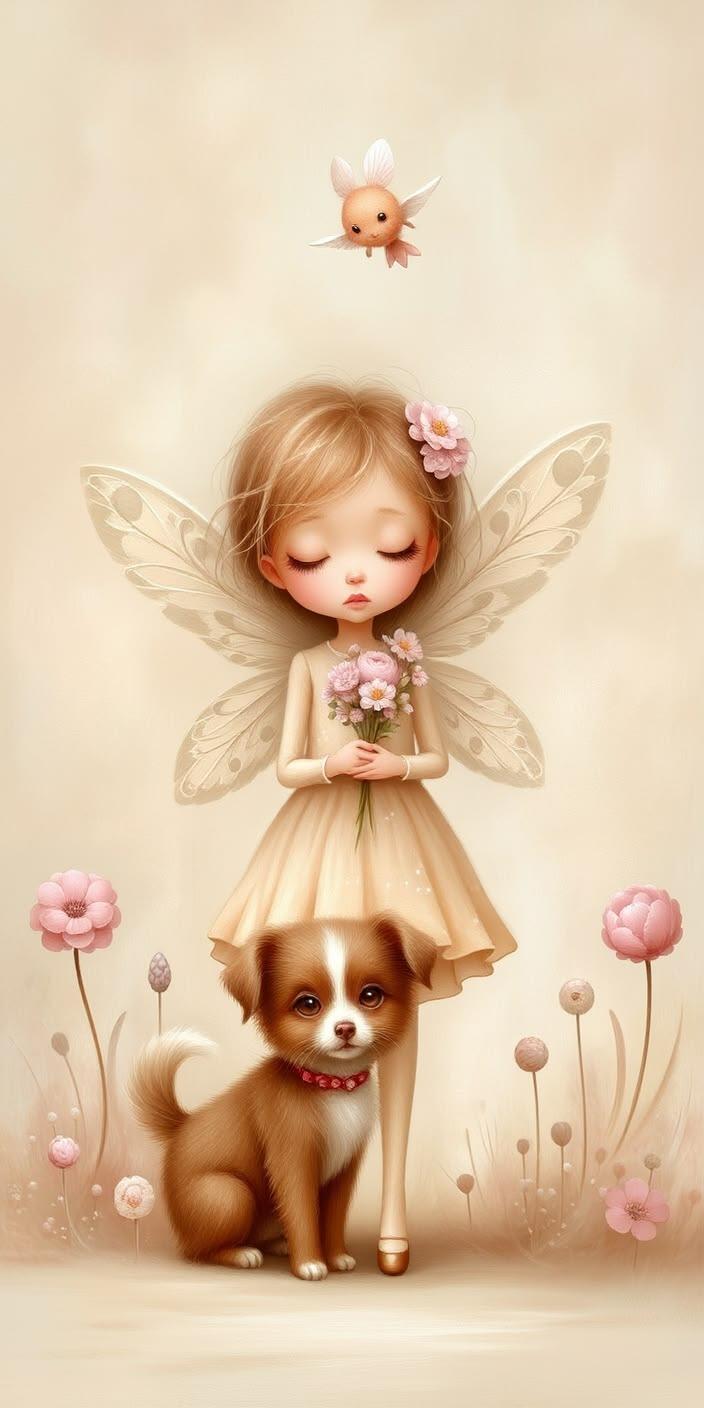 Cute Fairy Dog Dream Wallpaper