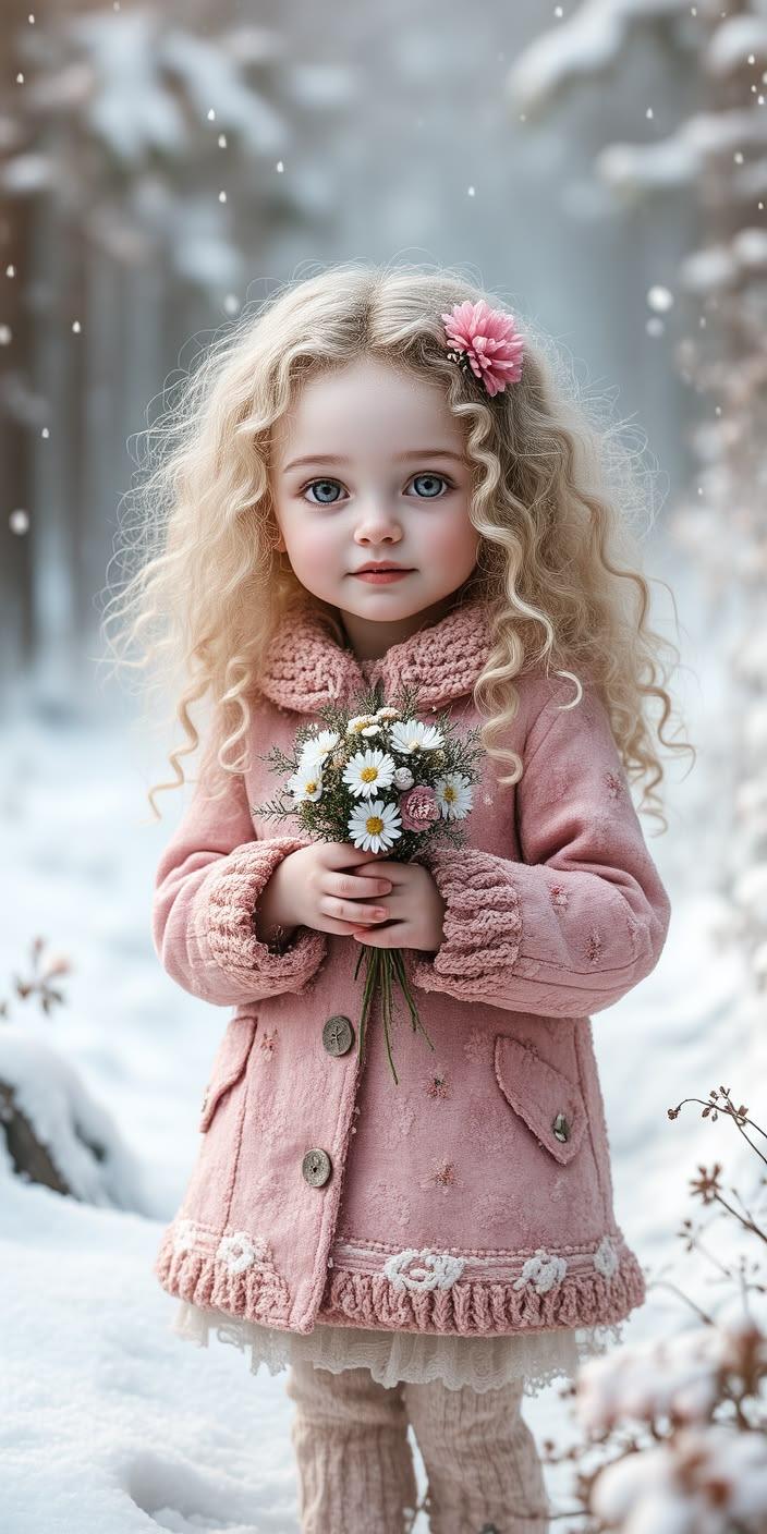 Cute Winter Pink Girl Wallpaper