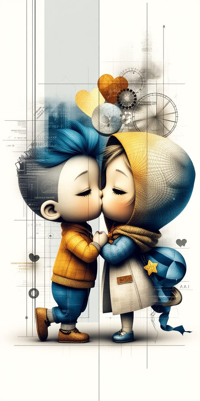 Cute Cartoon Couple Love Wallpaper