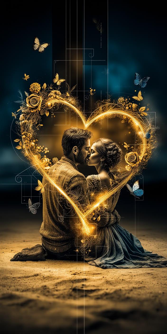 Magical Love Glow Couple Wallpaper