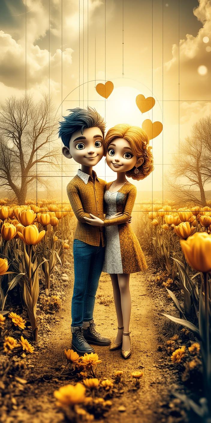 Cute Couple Cartoon Wallpaper Aesthetic