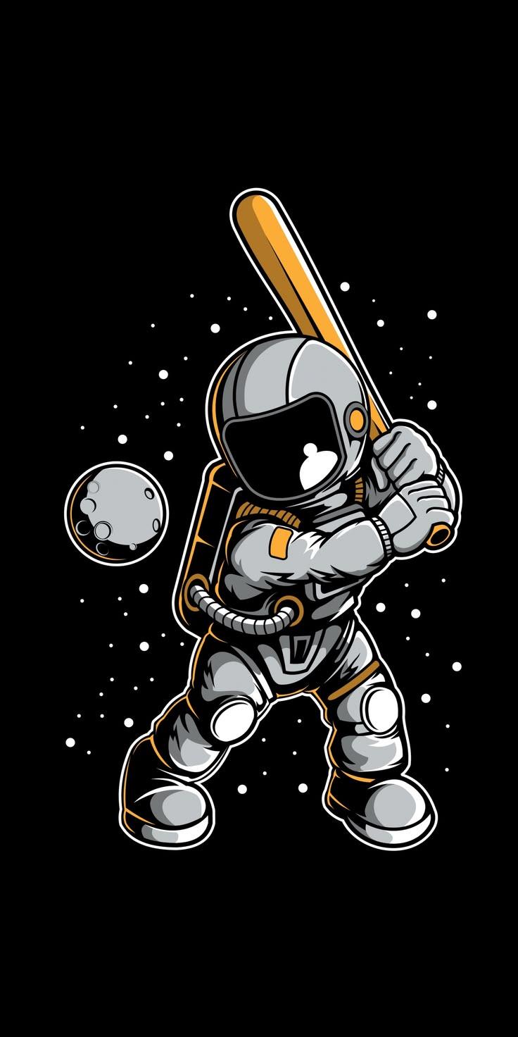 Astronaut Baseball Space Wallpaper